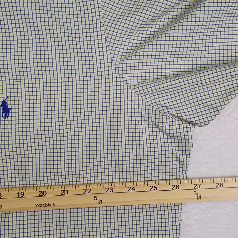 Ralph Lauren Mens Classic Fit Yellow Blue Gingham Checkered Button Down Shirt XL - Picture 6 of 9